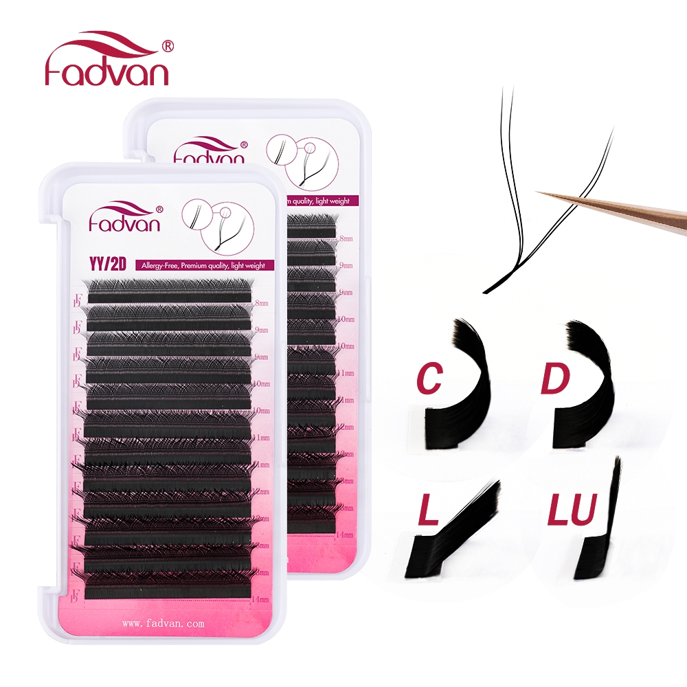 Fadvan L-curl YY Extensões De Cílios Fox Eyes 07 Mistura Natural Soft Premade Pestanas De Ventilador · foto 2