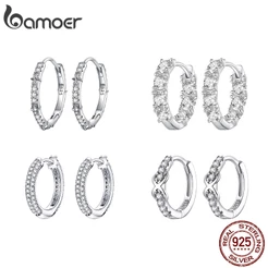 Brincos Bamoer 925 Prata Zircão Clipes De Orelha E Pinos Jóias Simples Para Presentes Femininos