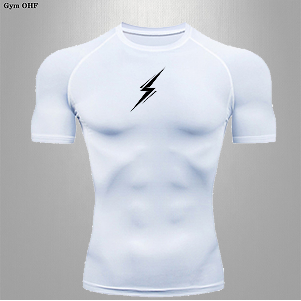Camisa De Compressão Masculina Manga Curta Esportes Umidade Wicking Base Equipamento Camiseta Roupas De Exercício em Oferta na Shopee
