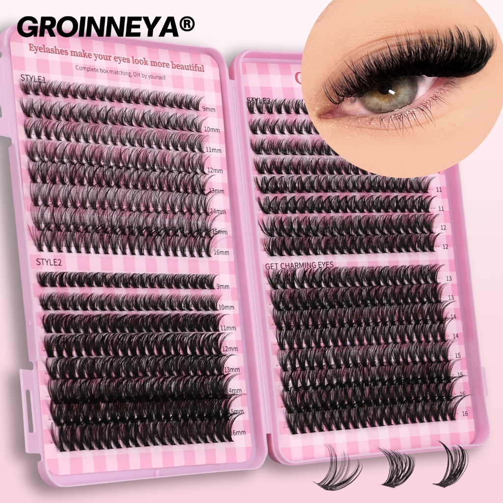 GROINNEYA DIY Lash Clusters Bandeja Mista Cílios Extensão De Individuais Livro De Grande Volume