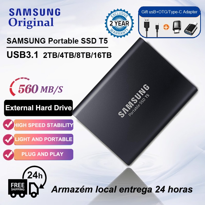 SSD Externo SAMSUNG Original T5 2 Tb A 128 Portátil HD