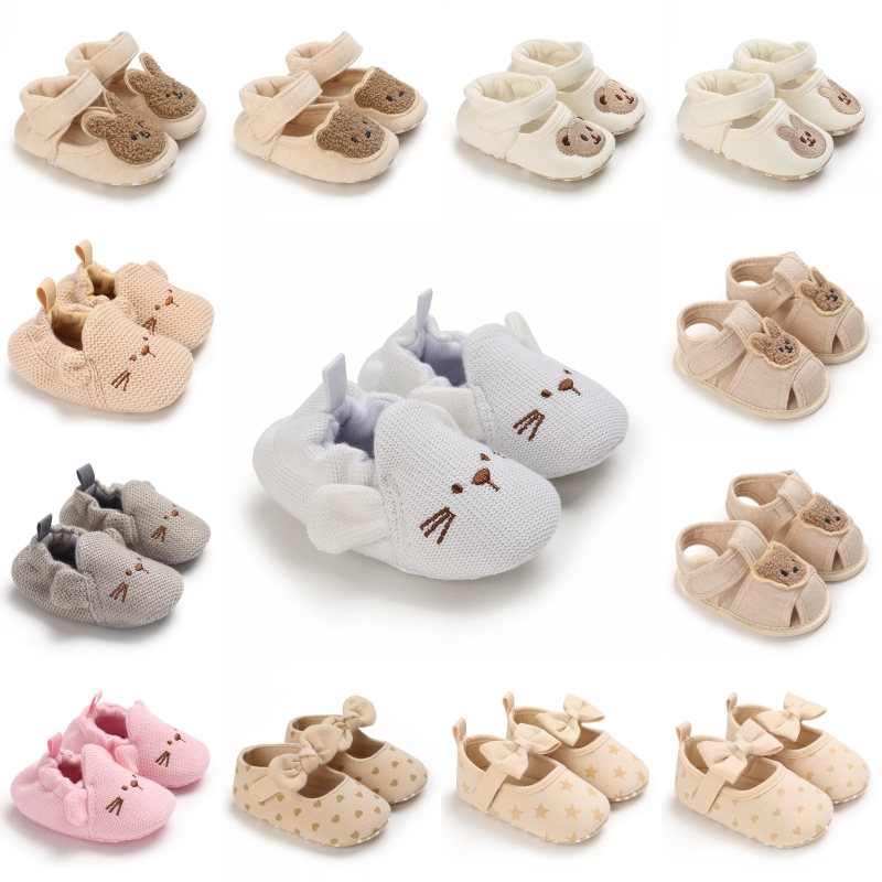 0-18 Meses De Sapatos Macios De Algodão Casuais Com Padrões De Animais De Desenho Animado Antiderrapantes , Fofos E Mode