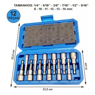 Kit de soquete magnético Hexagonal de chave de fenda 12 peças com caixa em Oferta na Shopee