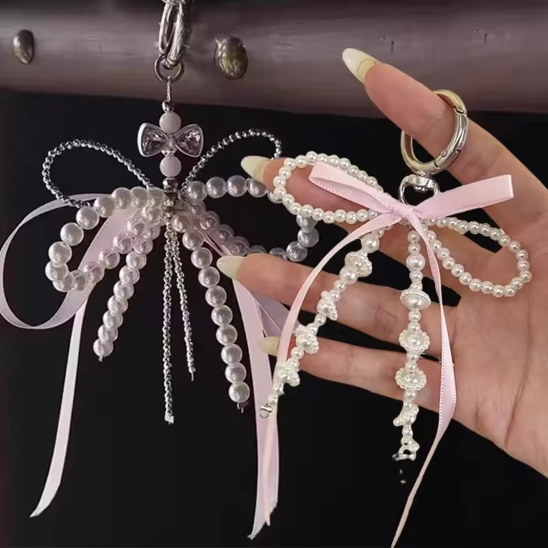 Porta-Chaves Com Nó De Borboleta Pérolas Contas Decoração De Encanto em Oferta na Shopee