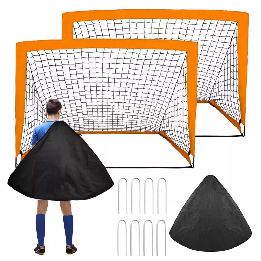 Conjunto de rede de gol de futebol conjunto de 2 peças, gol de futebol portátil para treinamento de crianças ao ar livre