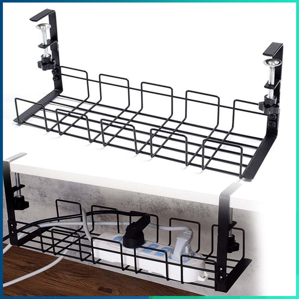 Sob a bandeja de cabos de mesa Rack de armazenamento de fios Rack de armazenamento de plugue de carregador de energia em Oferta na Shopee