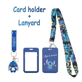 Stitch cordão porta-cartões de identificação chaveiro desenho animado cordão de pescoço com porta-identificação para em Oferta na Shopee