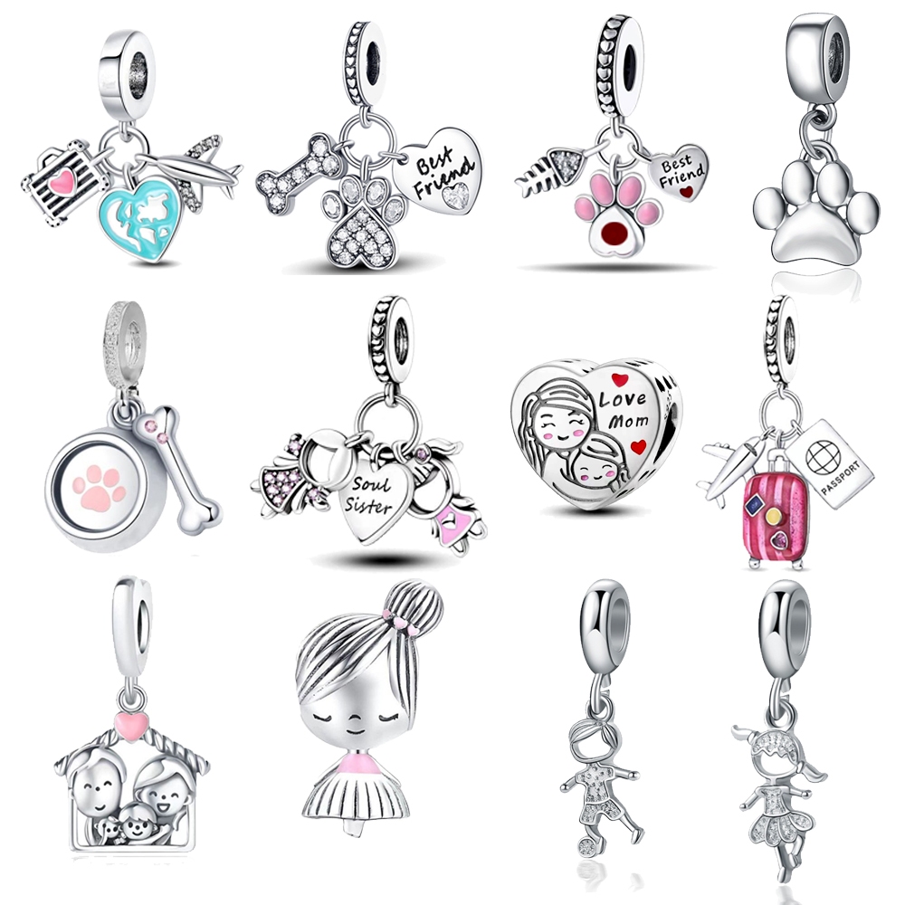 Bijuteria Berloque Prata 925 MOM Encanta Amor Mãe Família Filha Bracelete Pingente Charme Jóias da Árvore da Vida