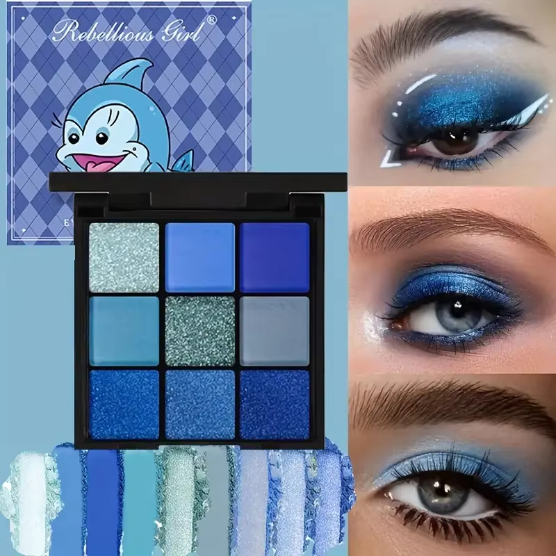 Menina Rebelde 9 Cores Golfinho Azul À Prova De Suor Natural Fosco Perolado Glitter Sombra Paleta Maquiagem Dos Olhos Pa