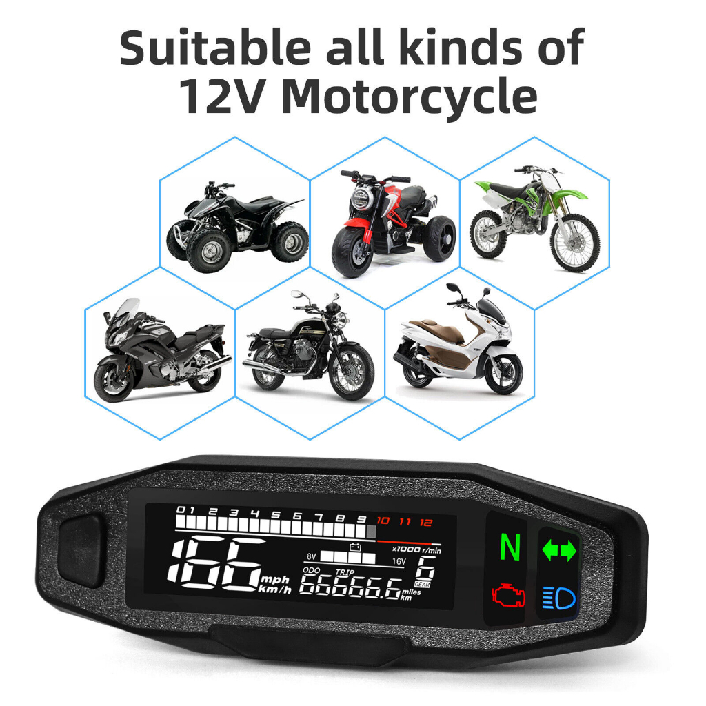 Mini Medidor Universal RPM Para Motocicleta , Velocímetro , Odômetro Digital ktm EXC 250 rusi KR200