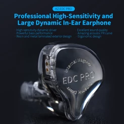 KZ EDC PRO Fones De Ouvido Intra-Auriculares Grande Dinâmico Profissional De Alta Sensibilidade Bass Metal Face Cover Re