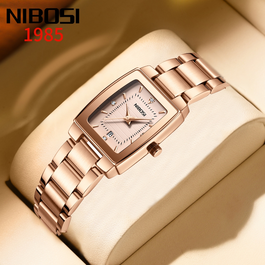 NIBOSI Relógio Feminino Simples Lazer À Prova D'água Calendário De Quartzo