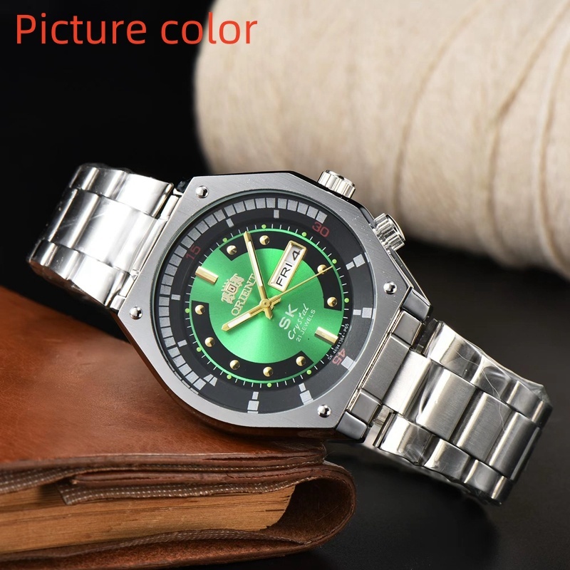 Relógio Masculino Elegante Relógio de Quartzo de Três Ponteiros Série Orient Relógio de Pulso Marca Superior Estilo Atmo