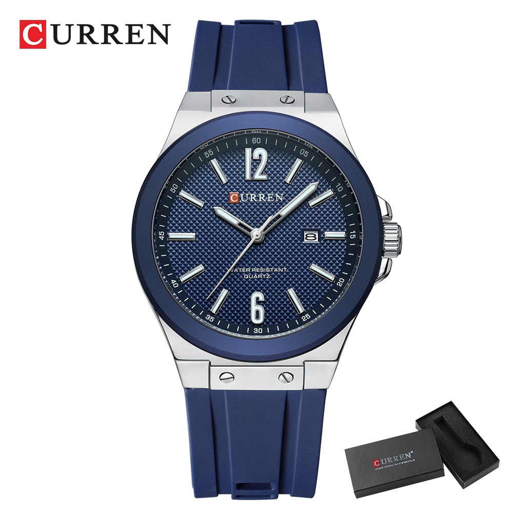 CURREN Relógio Masculino Marca Original Moda Ponteiro Luminoso Mostrador De Negócios Pulseira De Silicone Casual Esporte em Oferta na Shopee