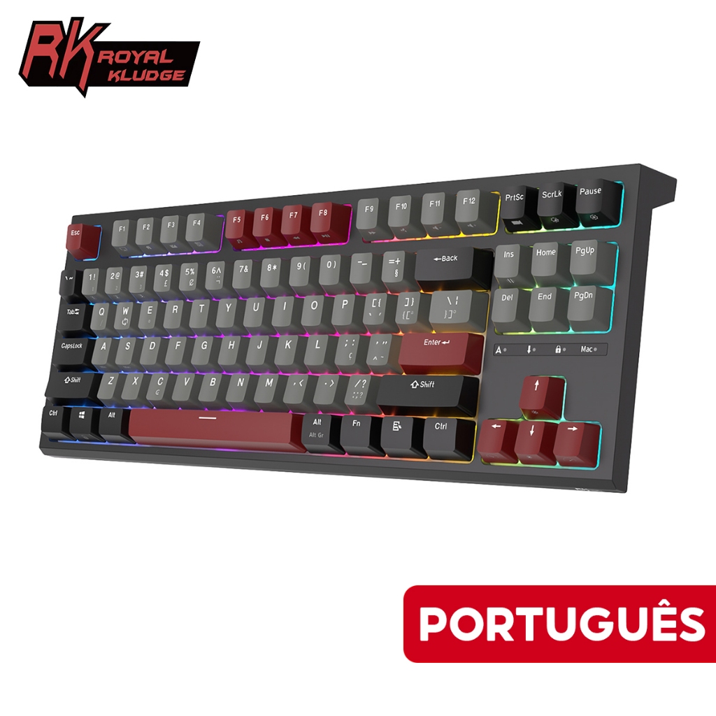 RK R87 Black Royal Kludge 87 Teclas Com Fio Jogo Profissional Teclado Mecânico Hotswap