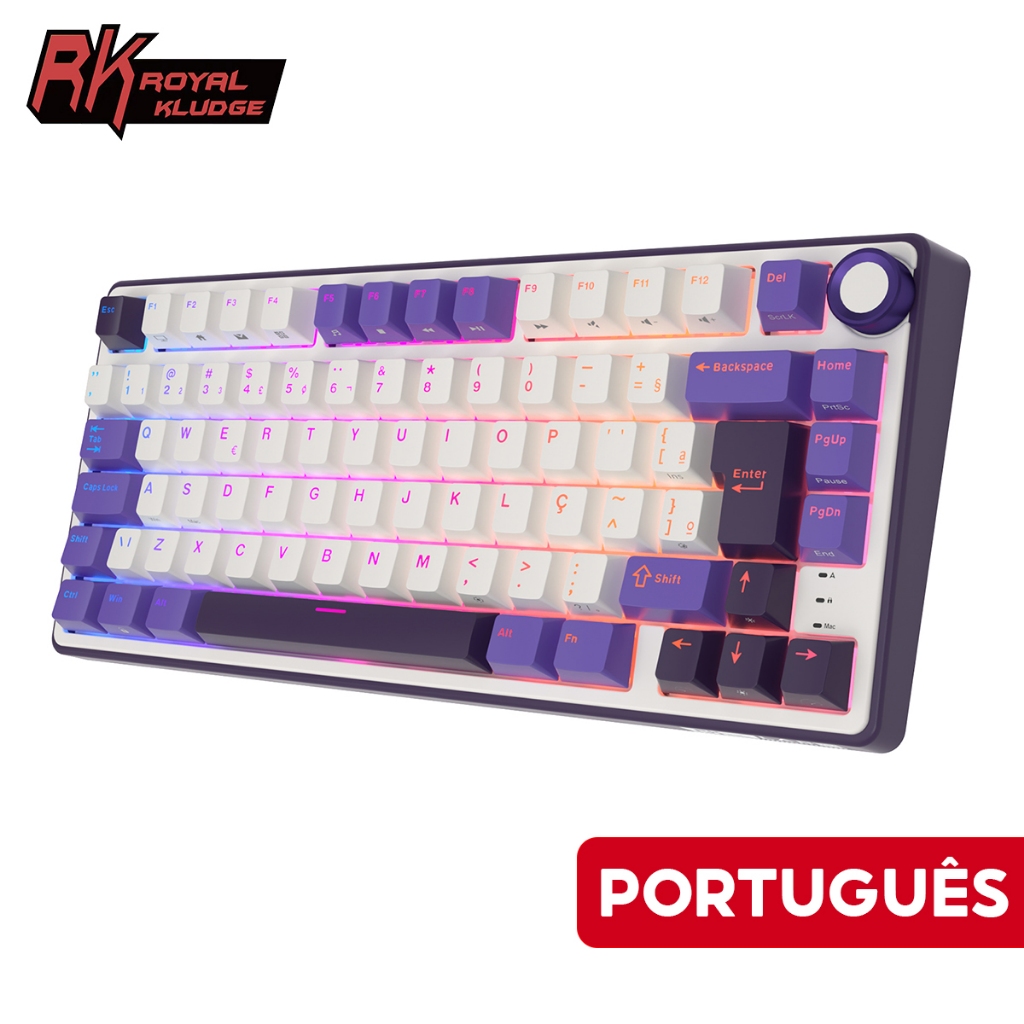 RK Royal Kludge RKR75 Teclado Mecânico Brasileiro Português Blackberry Gasket Com Fio em Oferta na Shopee