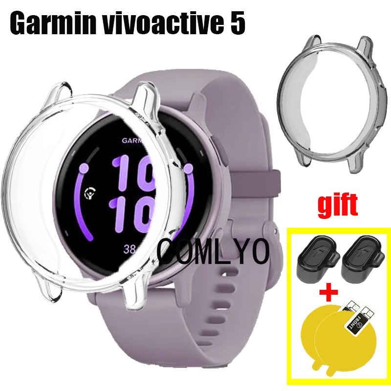Para Garmin Vivoactive 5 Caso De Smartwatch Relógio Inteligente Protetor Pára-Choques TPU Macio Meia Capa Filme De Tela