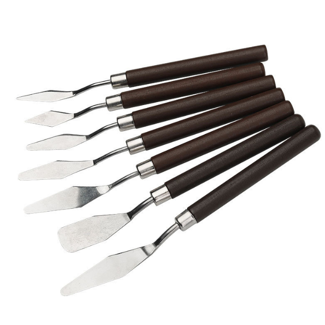 7Pcs Conjunto Faca Para Pintura A Óleo De Arte Em Aço Inoxidável Ferramentas De Desenho