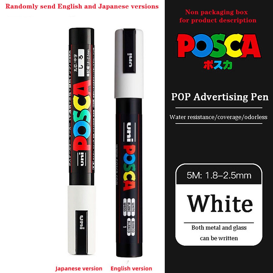 Uni Caneta Posca  PC-5M Marcadora De Tinta Ponta 1.8mm-2.5mm  De Escritório Escolar Marcador De Japonesa Suprimentos