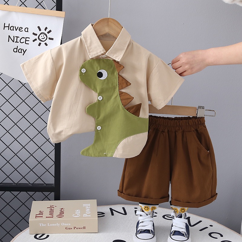 Novo Verão Crianças Meninas Meninos Roupas Infantis Dinossauro Camisa Shorts 2 Pçs/Set Algodão Criança Traje 1 2 3 4 5 A
