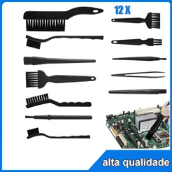 12 peças escova de limpeza antiestática teclado computador placa-mãe ferramenta escova preta