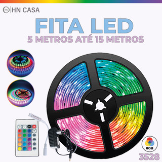 Fita LED 3528 SUPER LED ULTRA RGB 5M até 15M 12V 300 LEDS | 16 CORES IP20 Pronta Entrega Com e Sem Fonte