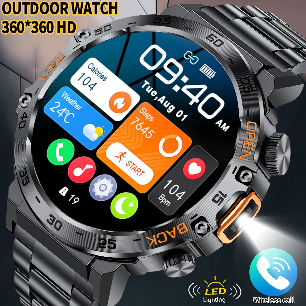 LIGE Relógio Inteligente Masculino Unissex Com Lanterna LED Full Touch Sports À Prova D'água Rastreador De Fitness Monit - Mobile & Gadgets