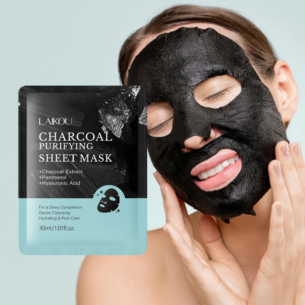 Máscara Purificadora De Carvão LAIKOU , Limpeza Suave , Hidratante Para Tez Orvosa 30ml/Folha