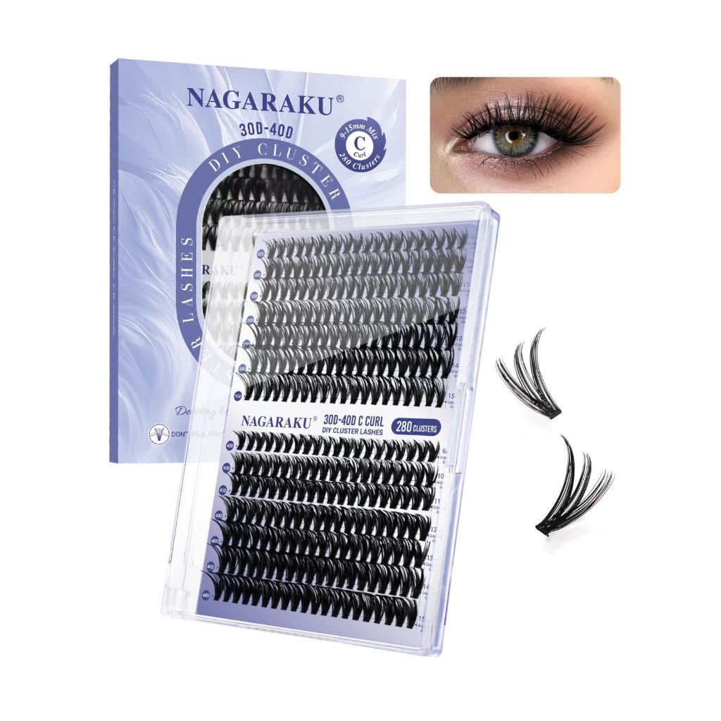 NAGARAKU 30D-40D DIY Cluster Cílios Postiços Preto Fosco Extensões De Adequados Para Iniciantes em Oferta na Shopee