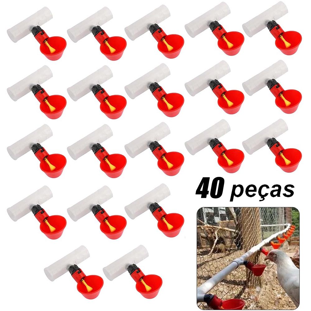 40 peças tipo copo automático fonte de abastecimento de água frango bebedouro aves bebedouro