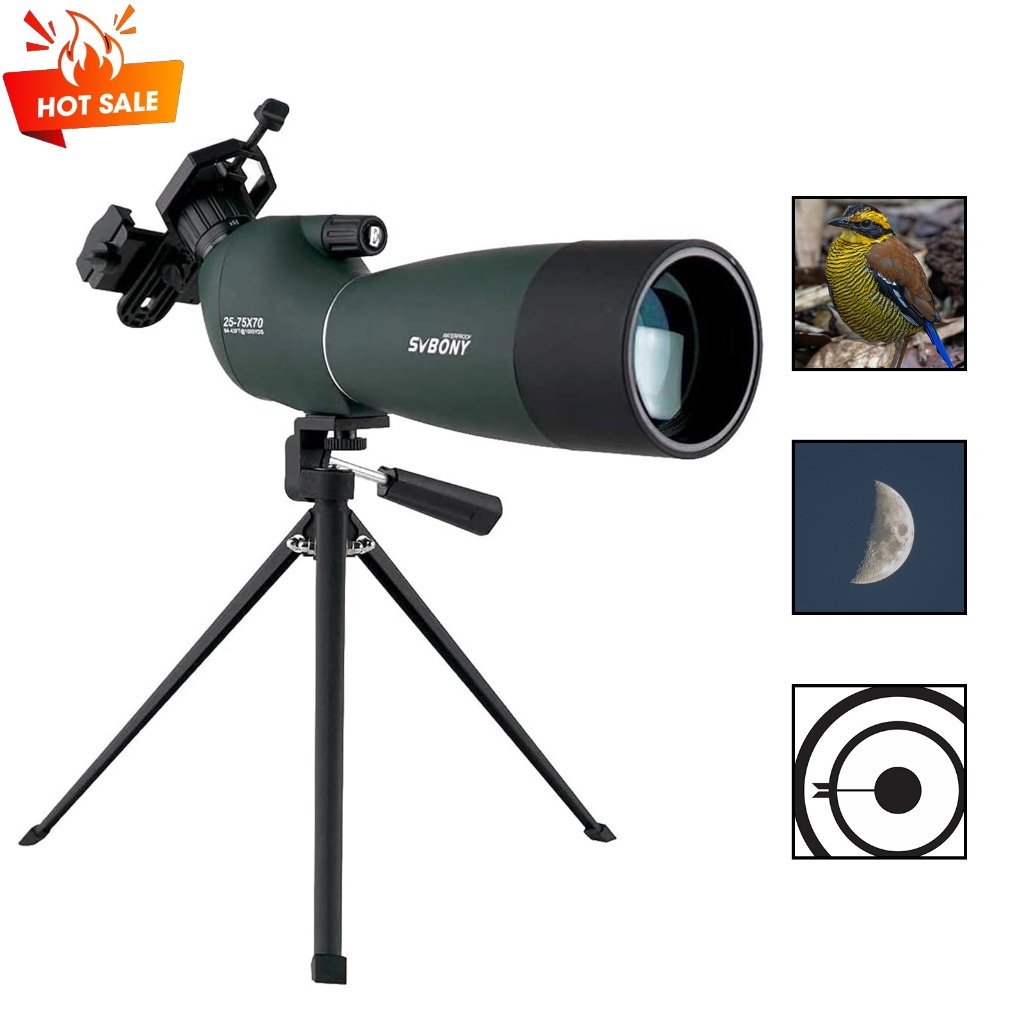 SVBONY SV28 Spotting Scope Zoom Telescópio Ocular Angular À Prova D'água Com Tripé De Mesa E Adaptador De Telefone Monoc