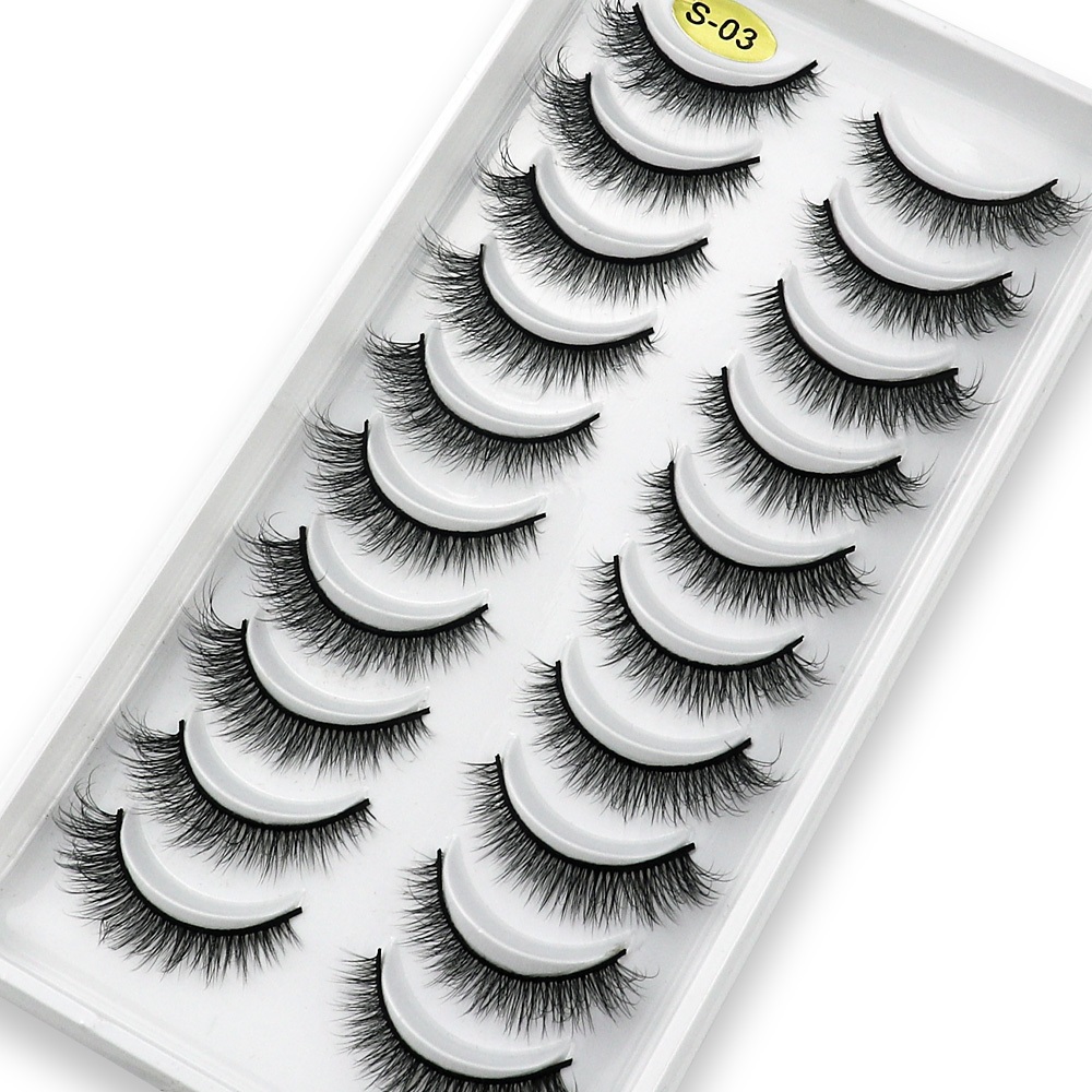 MIOFIA  10 pares Cílios Postiços Feitos À Mão Cílios Naturais, Modelo S03 S05 X01 X05 E01 E05 H13 em Oferta na Shopee