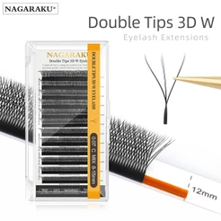 NAGARAKU Pestanas Duplas Pontas 3D W Forma Extensões De Blister Premade Fans