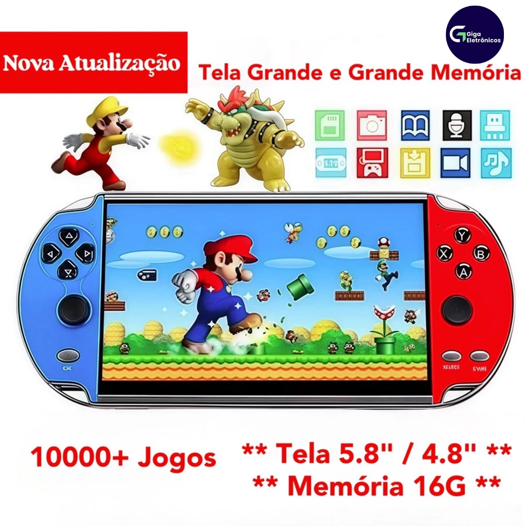 2026 Videogame Portatil 10000 Jogos Retro 16GB Console de Mão Memoria Expansivel Tela 5.8 /5.5