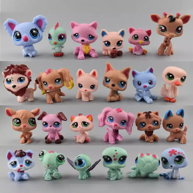24 Pçs/Set 3-5cm LPS Littlest Pet Shop Stand Pequeno Cabelo Curto Gato Antigo Original Cão Dachshund Pastor Grande Dane em Oferta na Shopee