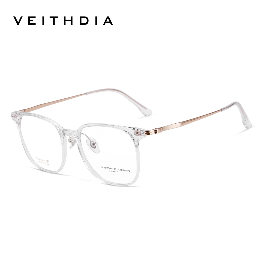 Armações De Óculos Ópticos Retrô De Titânio Quadrado VEITHDIA Para Homens E Mulheres Com Bloqueio De Luz Azul Estojo De em Oferta na Shopee