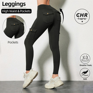 CHR Bolsos Leggings De Ginástica Mulheres Cintura Alta Moda Calças De Fitness Skinny Stretch Ao Ar Livre Confortável Esp em Oferta na Shopee