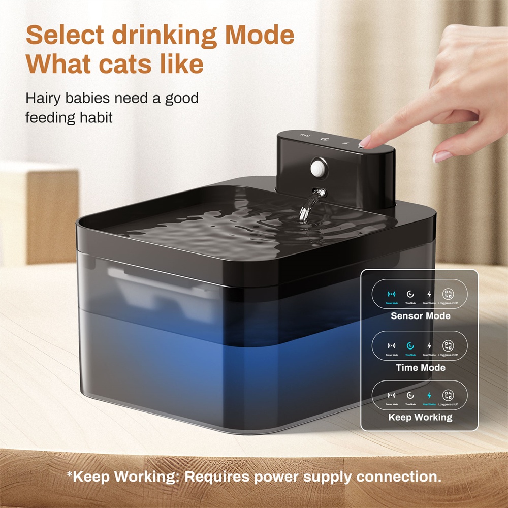 Fonte De Água Sem Fio Para Animais De Estimação , Gatos De 2.2L Automática Alimentada Por Bateria De 2600mAh Cães/Cachor