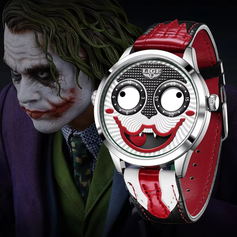 LIGE Fashion Joker Relógio Original Masculino Moda Pulseira De Couro À Prova D'água Quartzo Fase Da Lua De Pulso
