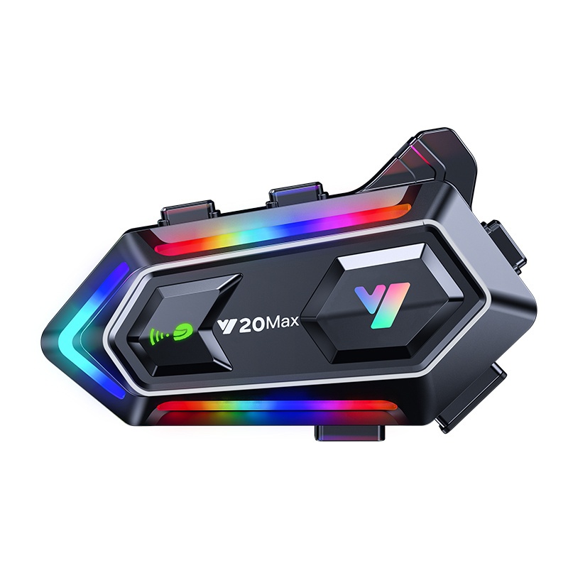Y20Max Capacete BluetoothHeadset RGB Colorido Multi Cena 300m Intercomunicador De Mistura De Efeito De Luz Para Duas Pes