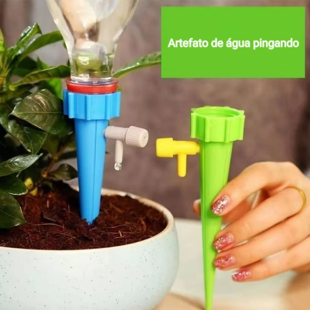 Kit Com 12 Gotejador Irrigador Acoplável Em Garrafa Pet Jardim Dosador Vaso Em Garrafa