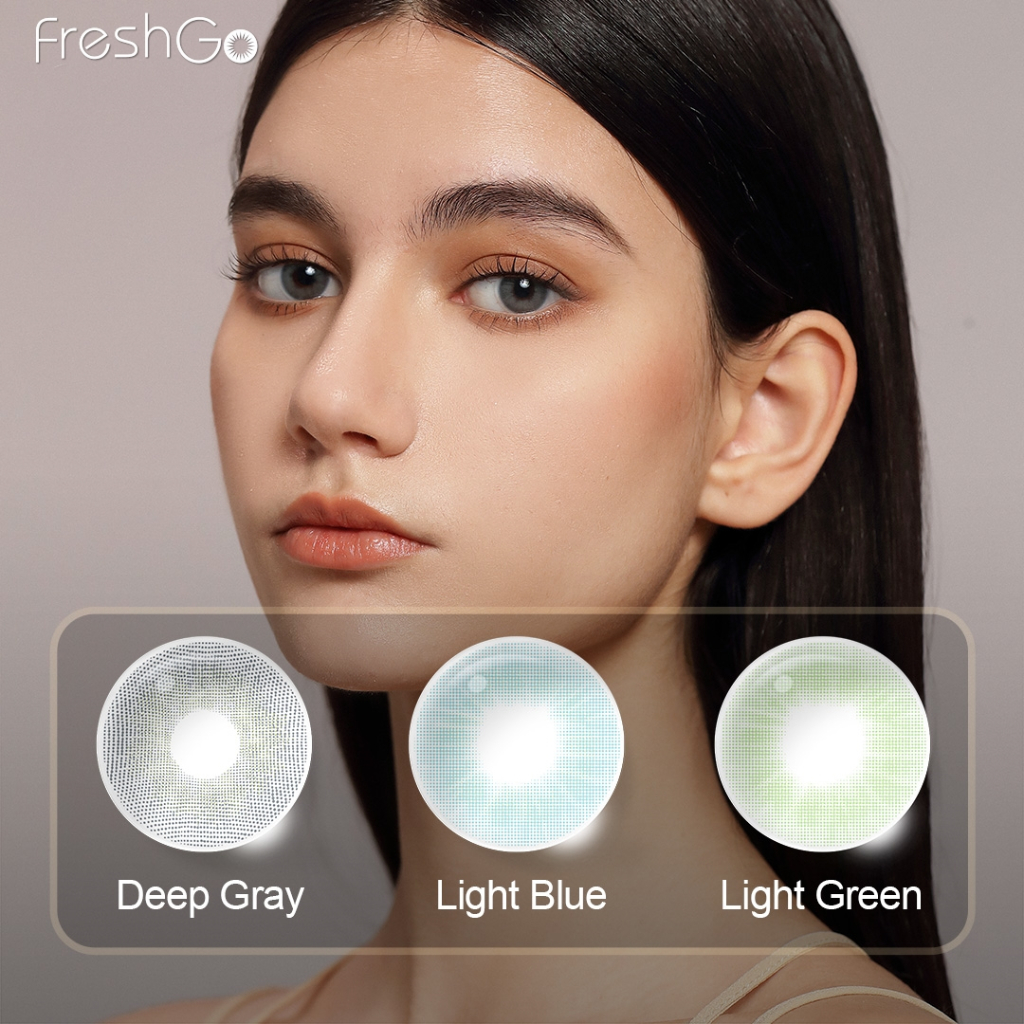 Freshgo Lente De Contato Verde/Azul Natural Anual  Coloridas Sem Grau Lentes Série CLOUD 1 Par