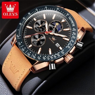 OLEVS Relógio Masculino Relogio A Prova D água De Luxo Marca Topo De Couro Casual Desportivo 9980 em Oferta na Shopee