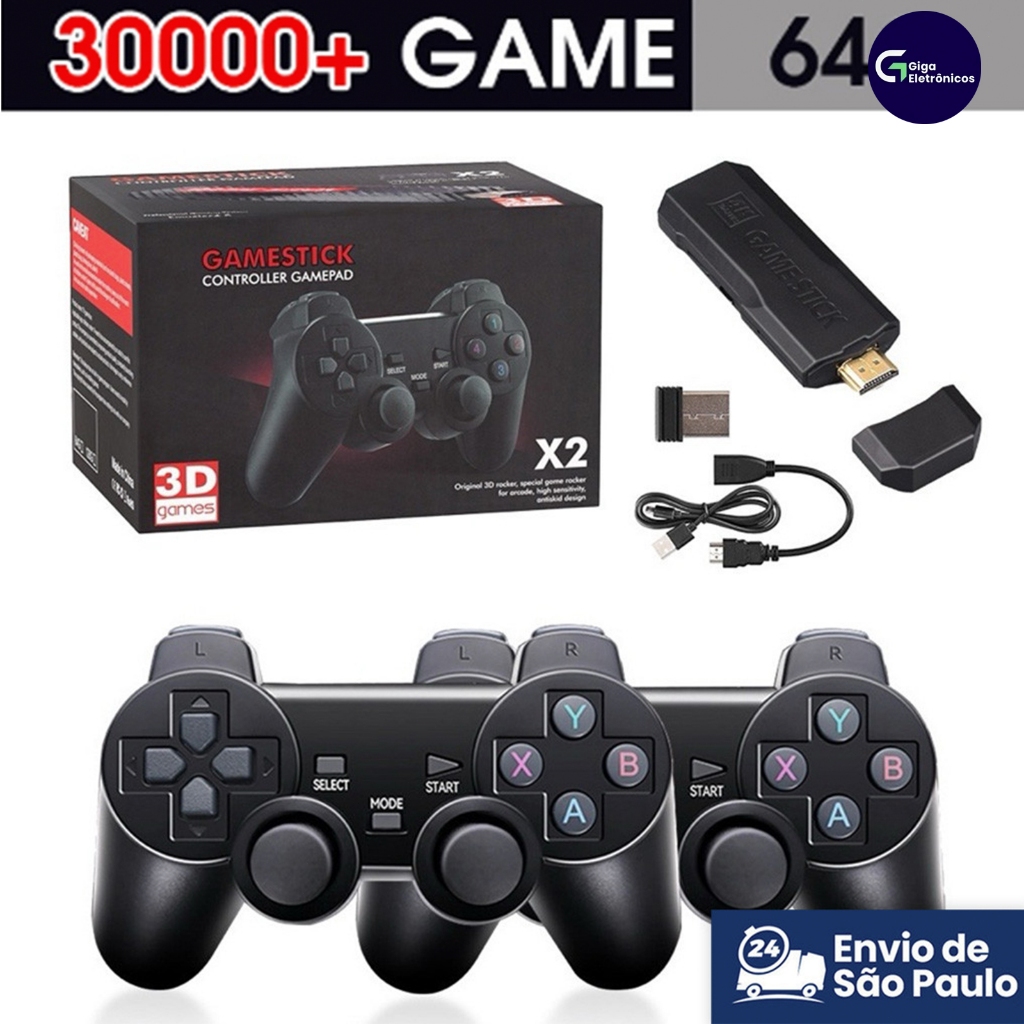 Imagem Videogame Stick 2-Console 4K GD10 , 64 Gb , 37.000 Jogos + 2 Controladores . Pronto Para Entrega Imediata De Retrô PSP ,