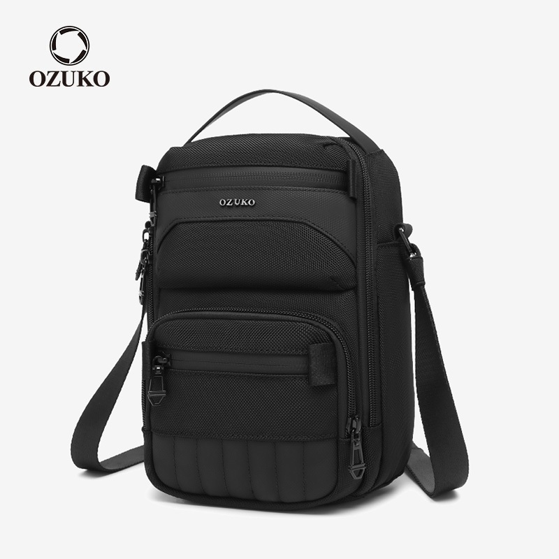 OZUKO Moda Pequena Bolsa De Ombro Masculina À Prova D'água Luz Ao Ar Livre Multi-Bolso Sling Crossbody Bags