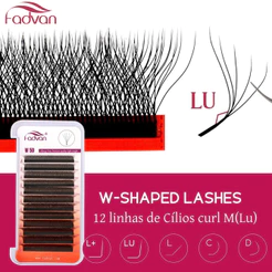 Fadavn Cílios 12 Linhas M (LU) Curl YY 3D 4D 5D W Forma Fox Style Extensões De Volume Brasileiro