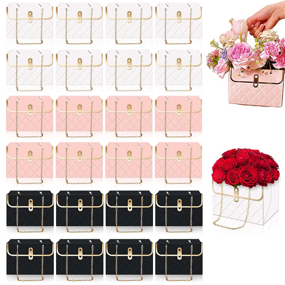 Caixa de presente de papel de flor de 24 peças, buquê de saco de flores 15x10x10.5cm em Oferta na Shopee