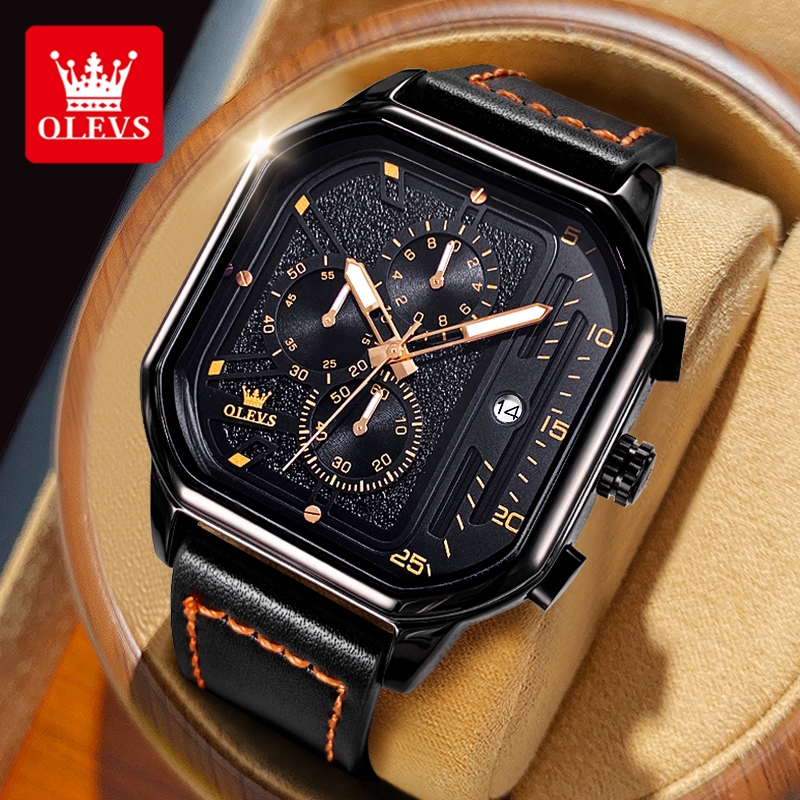 OLEVS Relógio Masculino Relogio A Prova D água Dourado Luxo Orient Original Multifuncional Luminoso 9950
