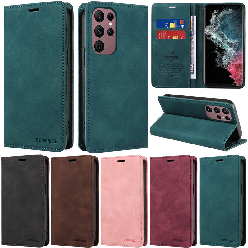 Capa De Luxo Para Samsung Galaxy S23 Ultra S22 S21 S20 Plus S10 S9 S8 + S21 FE S22 S20 5G Matte Book Carteira Porta-Cart