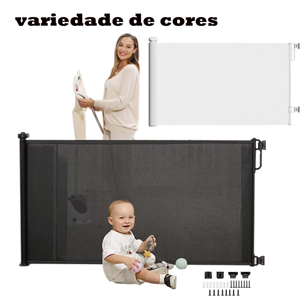 Portão De Segurança Para Bebês 150x86 cm , Extra Alto , Doméstica , Porta Larga Cachorro , Branco/Preto em Oferta na Shopee